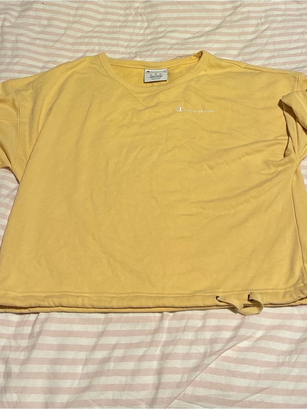 Champion Pale Yellow Cropped Crewneck Sweatshirt